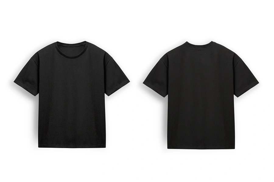 Black t-shirt front and back view.
